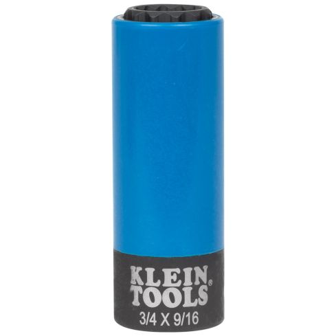 KLEIN TOOLS 66030 2-IN-1 COATED IMPACT SOCKET, 12-POINT, 3/4 AND 9/16-INCH