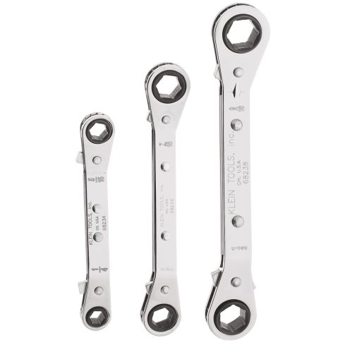 Klein Tools 68244 Reversible Ratcheting Box Wrench Set, 3-Piece