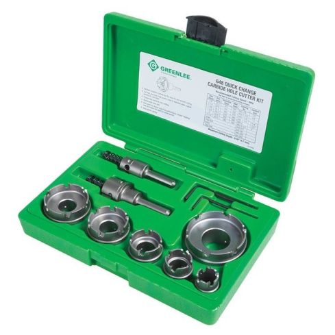 GREENLEE 648 8PC Quick-Change Carbide-Tipped Hole Cutter Set (7/8" - 2-1/2")