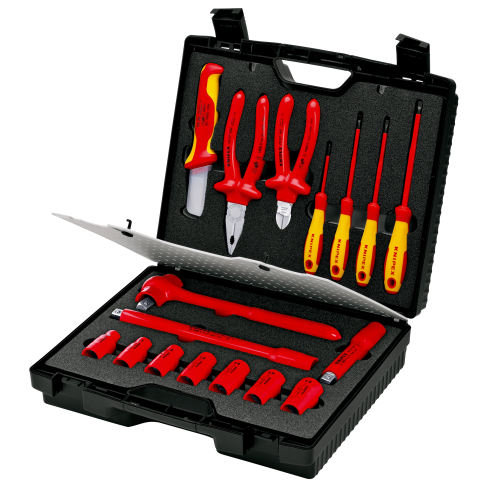 KNIPEX 98 99 11,  17 PC COMPACT TOOL SET W/ CASE, 1000V INSULATED