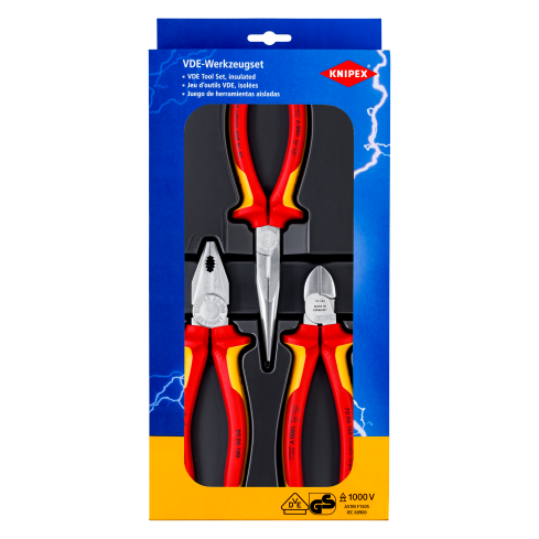 KNIPEX 00 20 12,  3 PC 1000V INSULATED TOOL SET