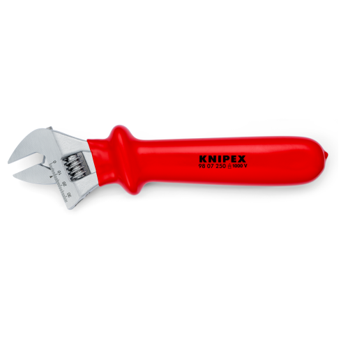 KNIPEX 98 07 250, 10" ADJUSTABLE WRENCH-1000V INSULATED
