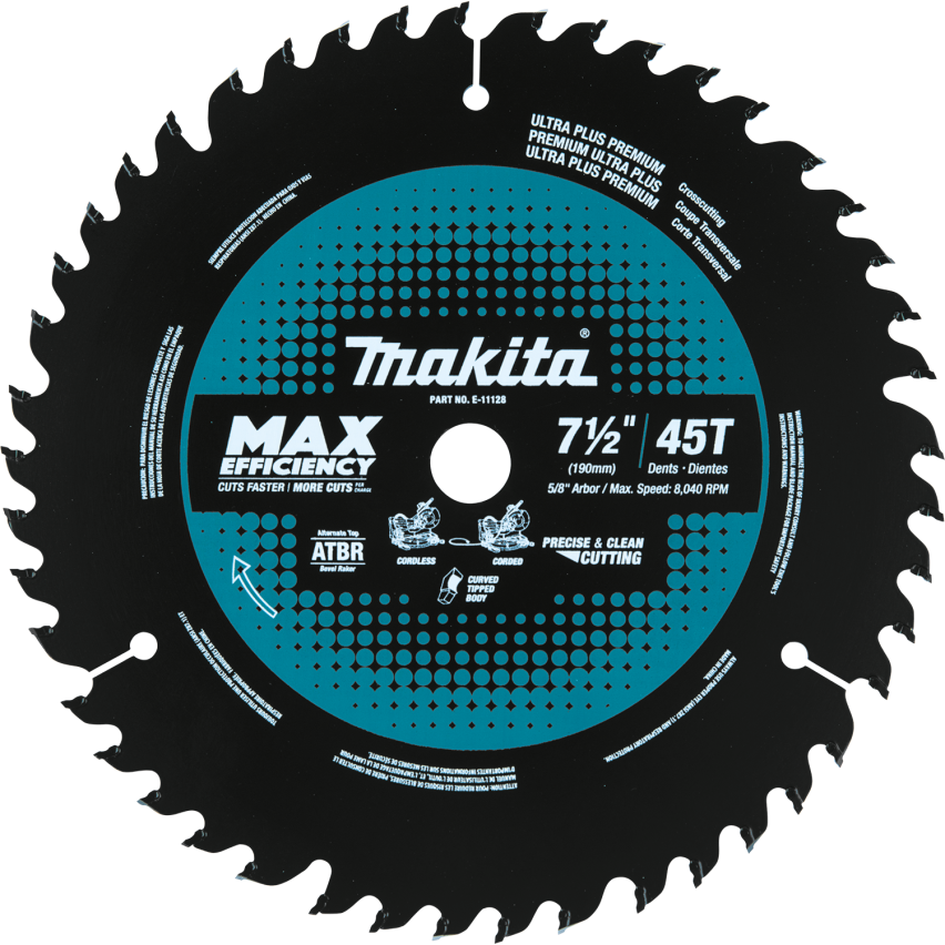 MAKITA E-11128 7-1/2" 45T CARBIDE-TIPPED MAX EFFICIENCY MITER SAW BLADE