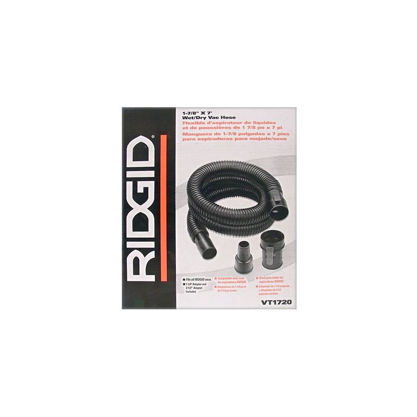 Ridgid Tug-A-Long Genuine OEM 31713 1-7/8 Inch, 7 Foot Vacuum Hose Kit for  Wet/Dry Vacuums w/ 1-1/4â€œ Adapter