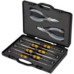 KNIPEX 00 20 18 ESD,  8 PC ELECTRONICS ESD TOOL SET ESD IN PLASTIC CASE WITH MOLDED FOAM